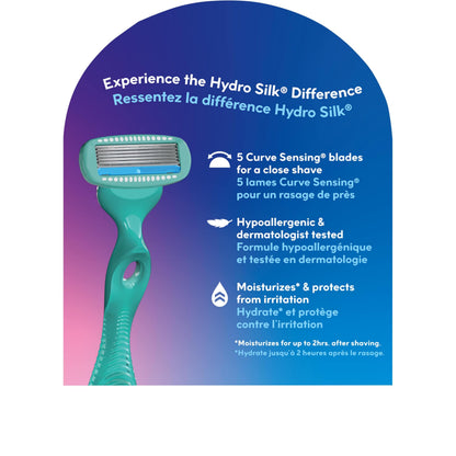 Schick Hydro Silk Sensitive Care Razors for Women | Replacement Refills for any Hydro Silk Handles | 5-Blade Refill for Women with Sensitive Skin| 4 Count Razor Refills - Available at All In One Marketplace Canada