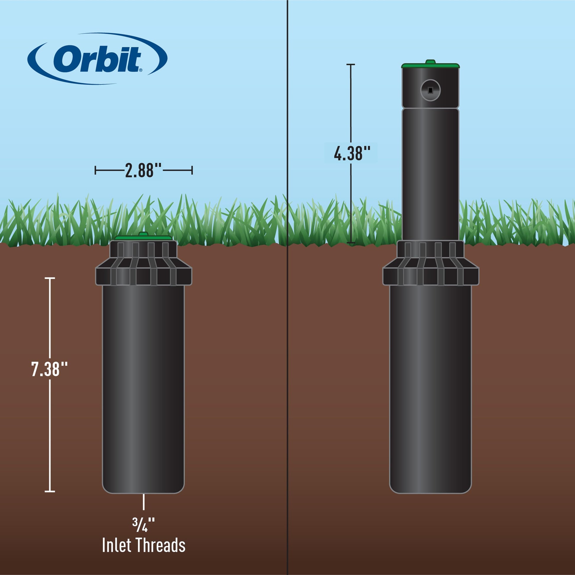 Orbit Watermaster 55461 Voyager 4-Inch Adjustable Pop-Up Gear Drive Sprinkler Head, 2-Pack Orbit