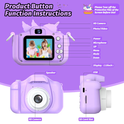 Upgrade Kids Camera for Boys Girls, Toddler Digital Selfie Camera with Cute Protective Cover and SD Card, Christmas Birthday Gifts Toys for 3 4 5 6 7 8 9 10 11 12 Years Old Little Girls and Boys 🍁 All In One Marketplace Canada
