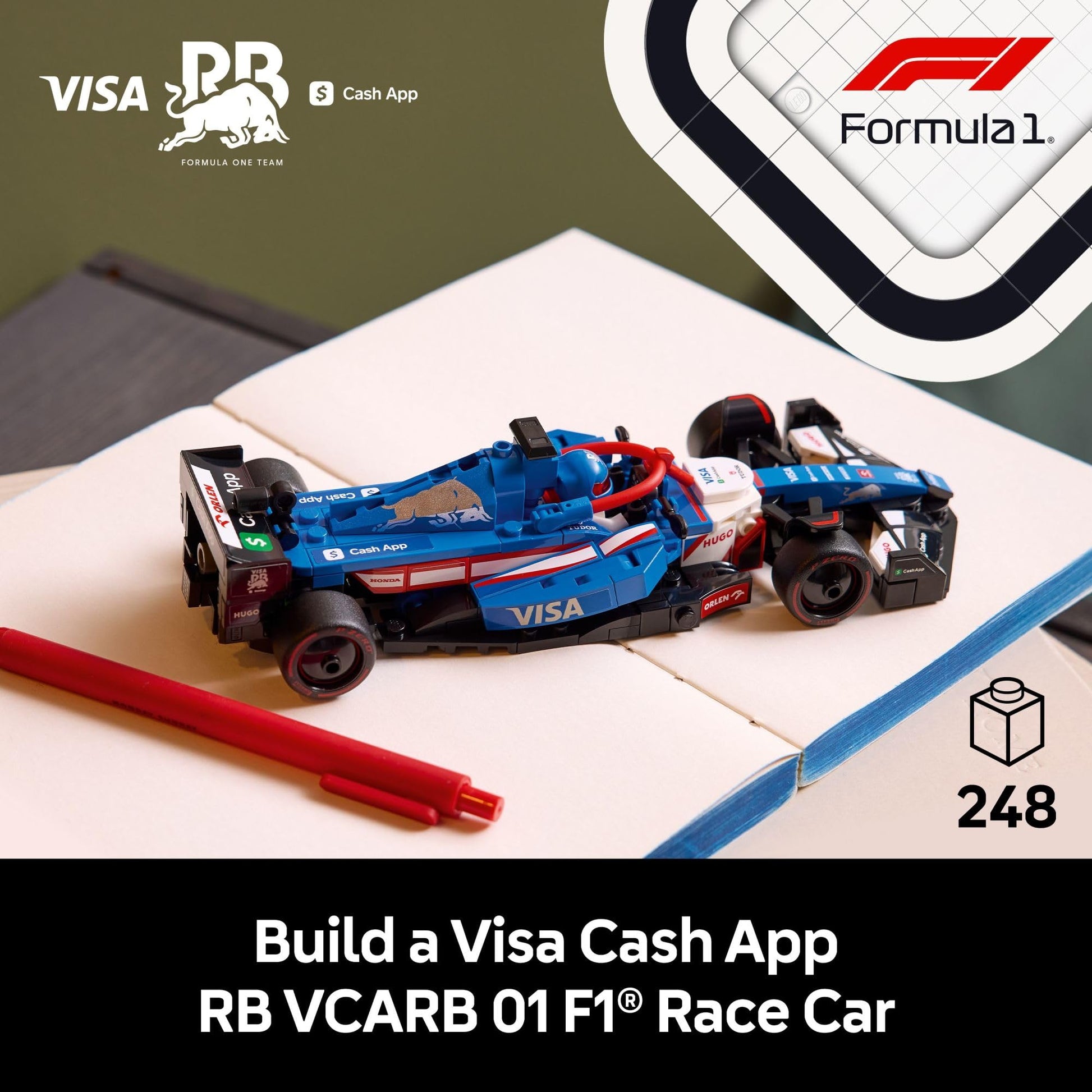 LEGO Speed Champions Visa Cash App RB VCARB 01 F1 Race Car Model Kits - Building Sets for Adults, Ages 18+ W/Realistic Features - F1 DIY Crafts for Display - Gift Ideas for F1 Fans - 77246 LEGO