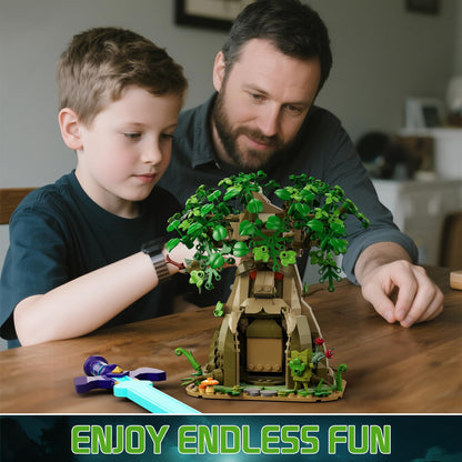 Tree & Sword Building Block Set for Boys, Luminous Sword & Coin Toss Game, Magic Tree Game Action Figures Collectible Model for Home Office Decor, Christmas Birthday Toys Gifts for Adult, Kids 8+ 🍁 All In One Marketplace Canada
