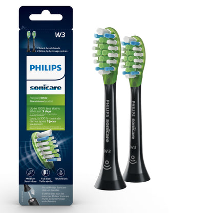 Philips Sonicare W3 Whitening Brush Heads, 2-Pack, 6 Month Supply, Black PHILIPS