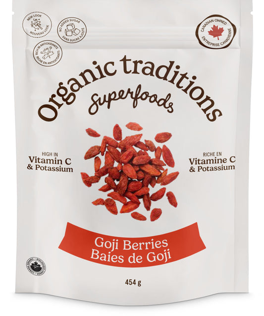 Organic Traditions Goji Berries - Whole Dried Superfruit, 454g
