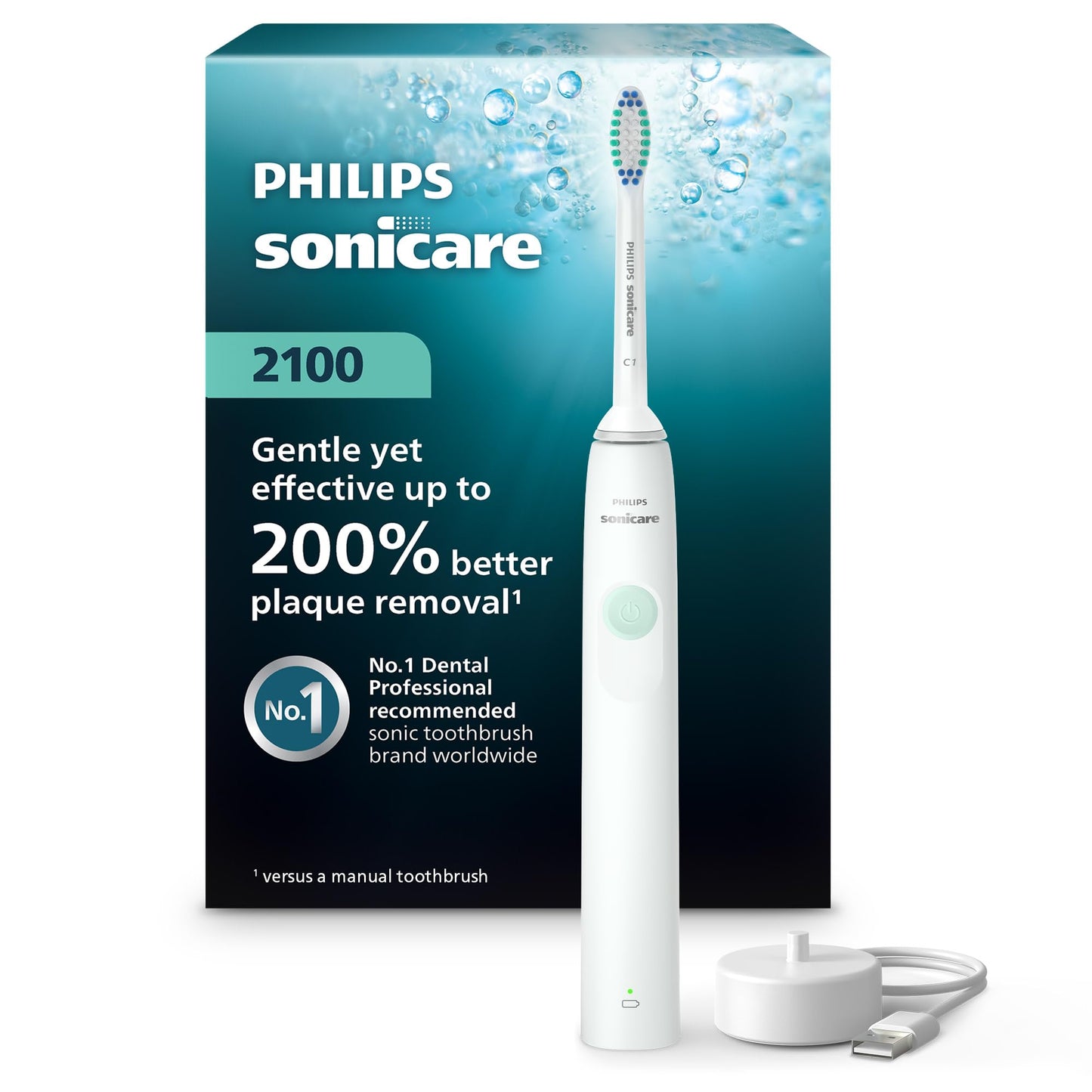 Philips Sonicare 2100 Power Toothbrush, Rechargeable Electric Toothbrush, White Mint HX3661/04 - Available at All In One Marketplace Canada