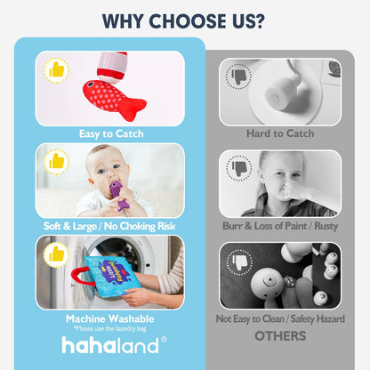 hahaland Montessori Toys for 1 Year Old - Toddler Toys for 1 2 Year Old Boys Girls Toy, Montessori Educational Baby Toy 6-12-18 Months, 10 in 1 Fishing Game with Baby Stacking Cups