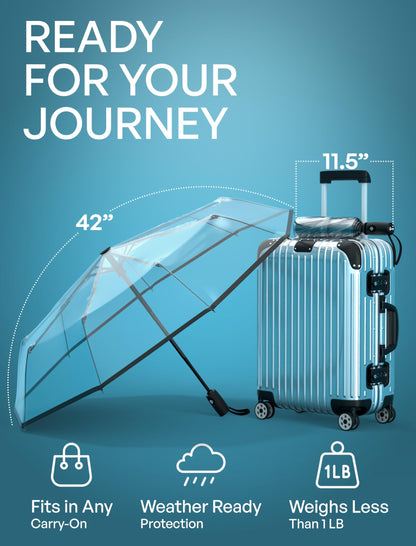 Repel Windproof Travel Umbrella - Compact & Withstands Winds up to 100MPH, Strongest Premium Auto Folding Umbrella for Rain and Sun - Durable, Light & Portable for Women & Men, Fits Backpack & Cars - Available at All In One Marketplace Canada