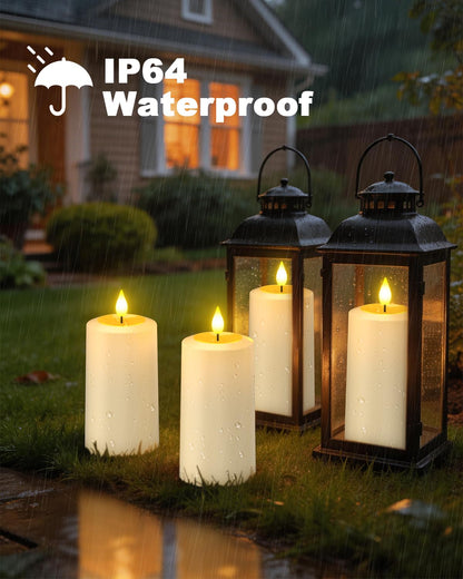 SoulBay Flameless LED Candles, 4-Pack USB Rechargeable, Flickering Waterproof White Pillar Candles with Remote Control Timer for Outdoor Lantern Patio Yard Indoor Holiday Decor, 2.75 x 5.1 Inches 🍁 All In One Marketplace Canada