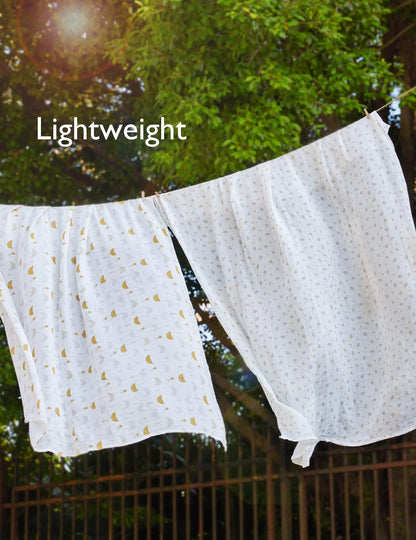 Momcozy Muslin Swaddle Blanket, 4 Pack Ultra Soft Neutral Swaddle Blankets, Breathable Large 47'' x 47'' Baby Infant Newborn Essentials, Boys Girls Receiving Blanket, Beige Star
