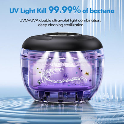 Upgraded Ultrasonic Retainer Cleaner Machine, 45kHz Ultrasonic Dentures Cleaner for Night Guards, Braces, Aligner, Toothbrush, Jewelry and More, 200ML Capacity, Black1 - Available at All In One Marketplace Canada