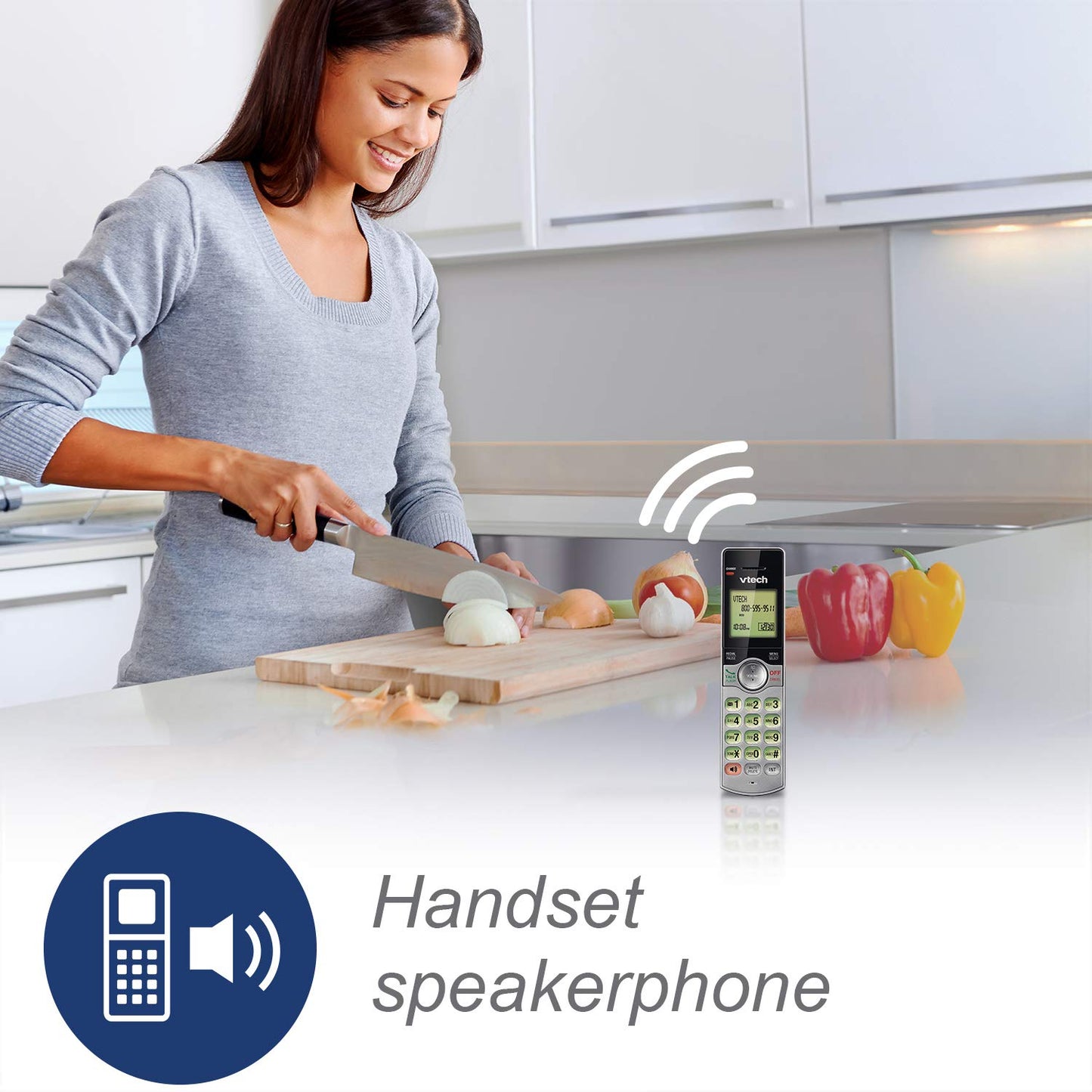VTech DECT 6.0 Three Handset Cordless Phone with CID, Backlit Keypads and Screens, Full Duplex Handset Speakerphones, Call Block, (Not Answering Machine Version) Silver/Black 🍁 All In One Marketplace Canada