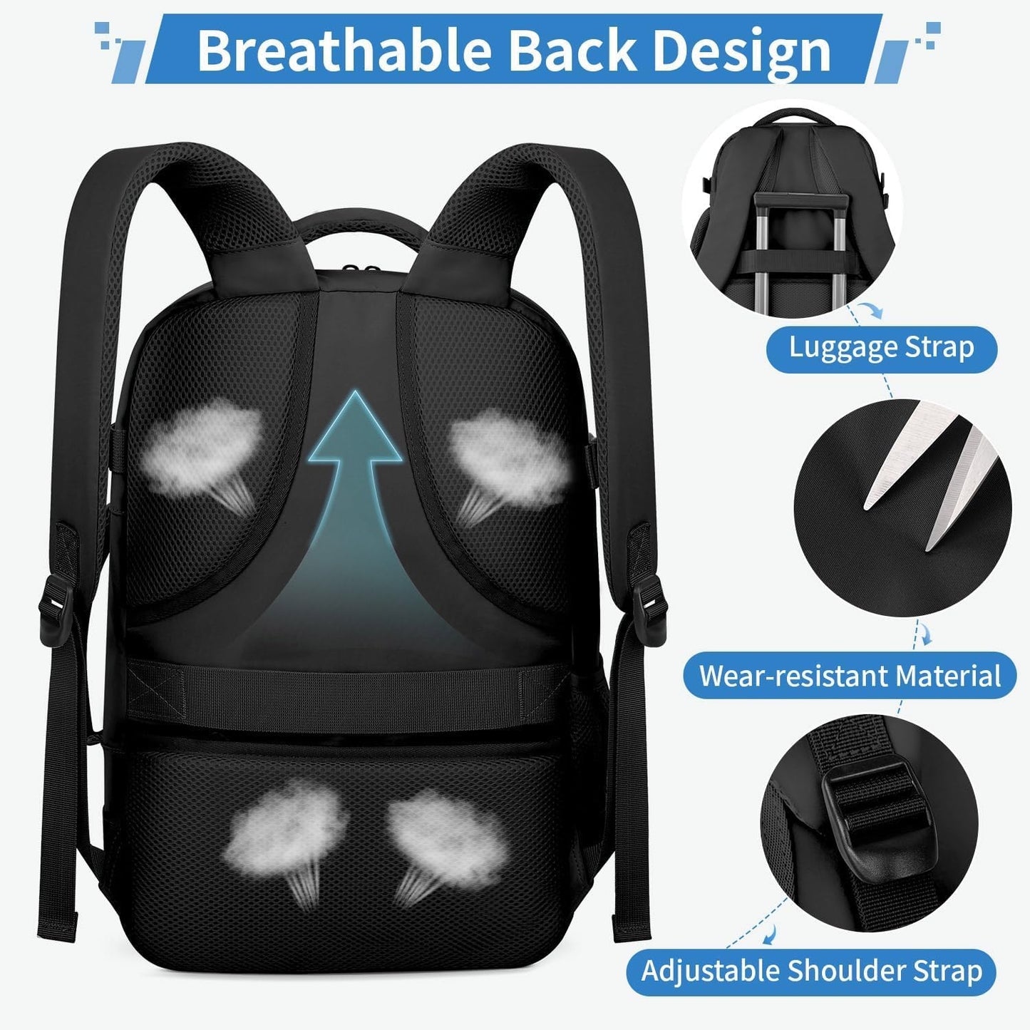 ZOMFELT Travel Backpack for Women Men, TSA 15.6" Carry on Luggage Backpack