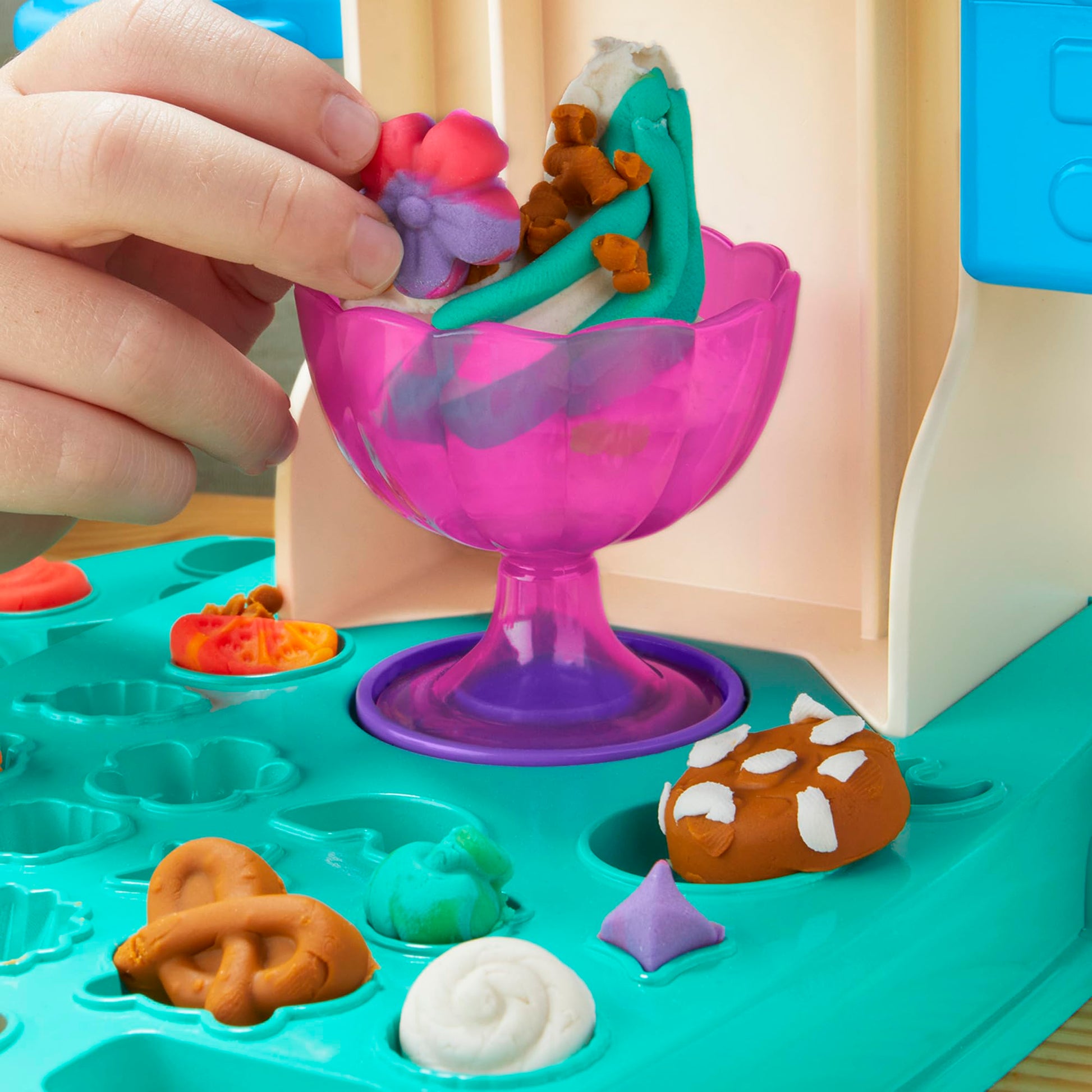 Play-Doh Rainbow Swirl Ice Cream Playset with 7 Pretend Play Kitchen Accessories, Arts and Crafts Toys for 3 Year Old Girls and Boys and Up - Available at All In One Marketplace Canada