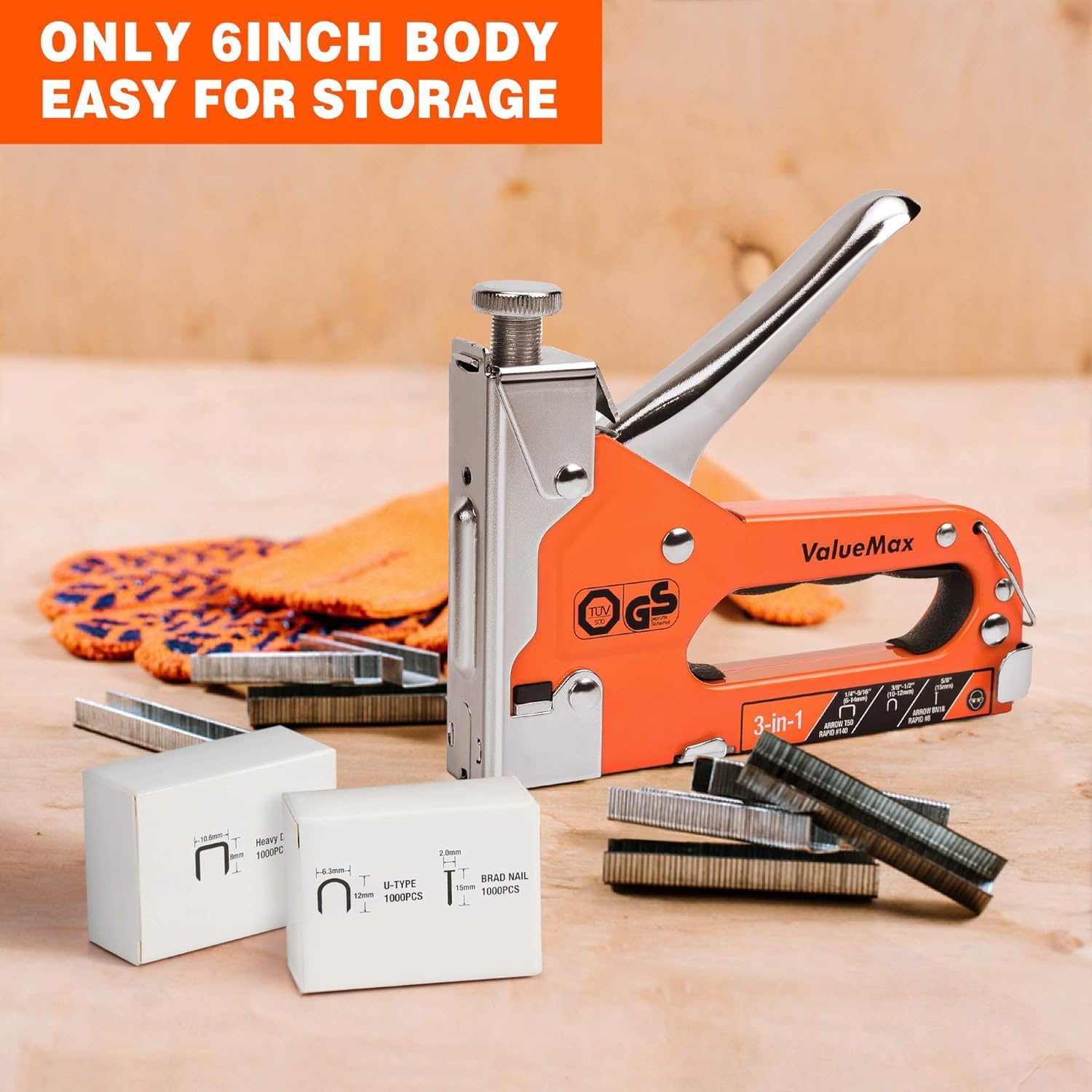 ValueMax Staple Gun Kit, 3-in-1 Stapler with 3000 Staples for Furniture, Wood, Cable, DIY, Craft, Canvas ValueMax
