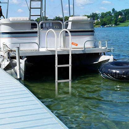 VEVOR Dock Ladder, Removable 3 Steps, 500 lbs Load Capacity, Aluminum Alloy Pontoon Boat Ladder with 3.1'' Wide Step & Nonslip Mat, Easy to Install for Ship/Lake/Pool/Marine Boarding VEVOR