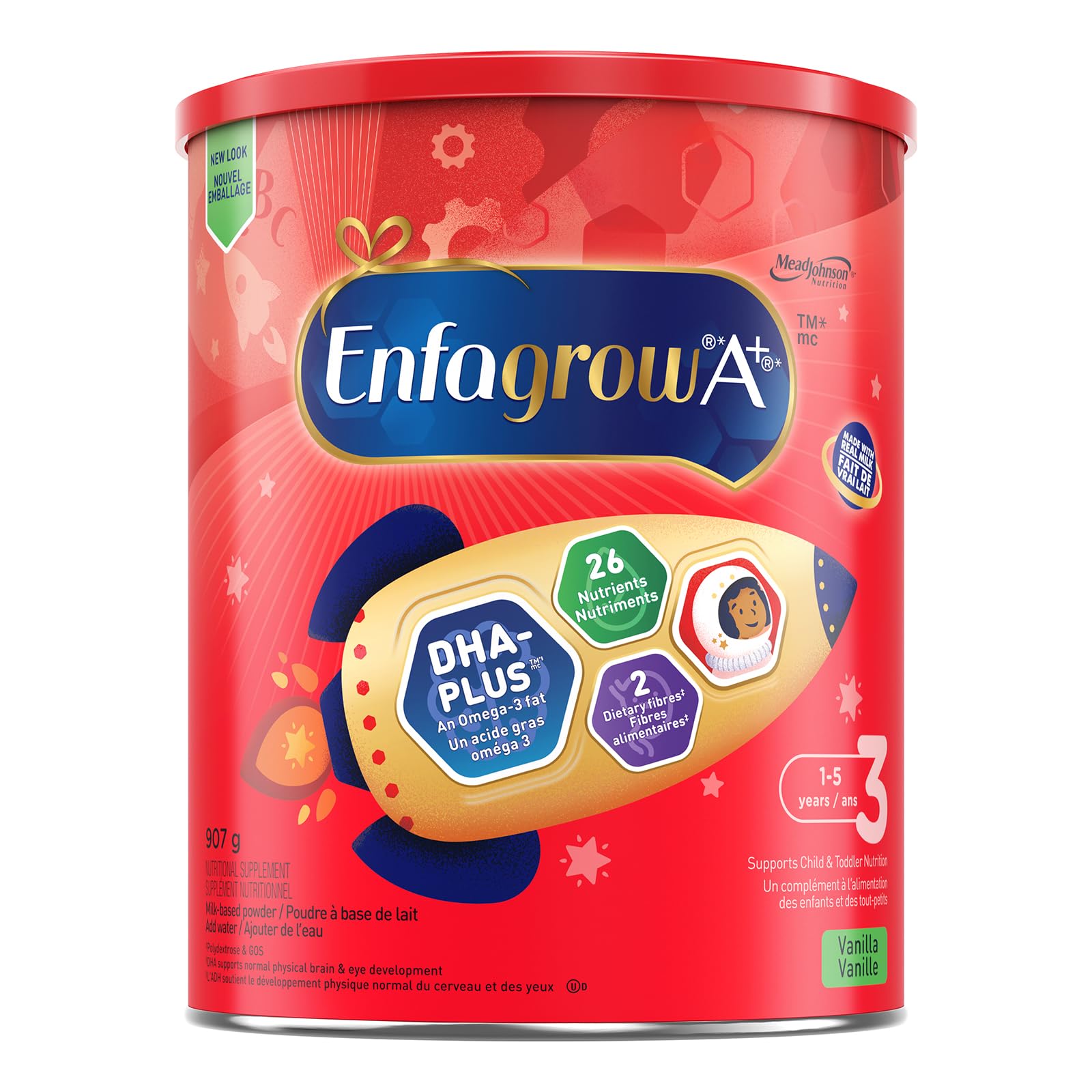 Enfagrow A+ Toddler & Child Nutritional Drink with DHA, 26 Essential Nutrients, Ages 1-5, Vanilla, 907g Powder