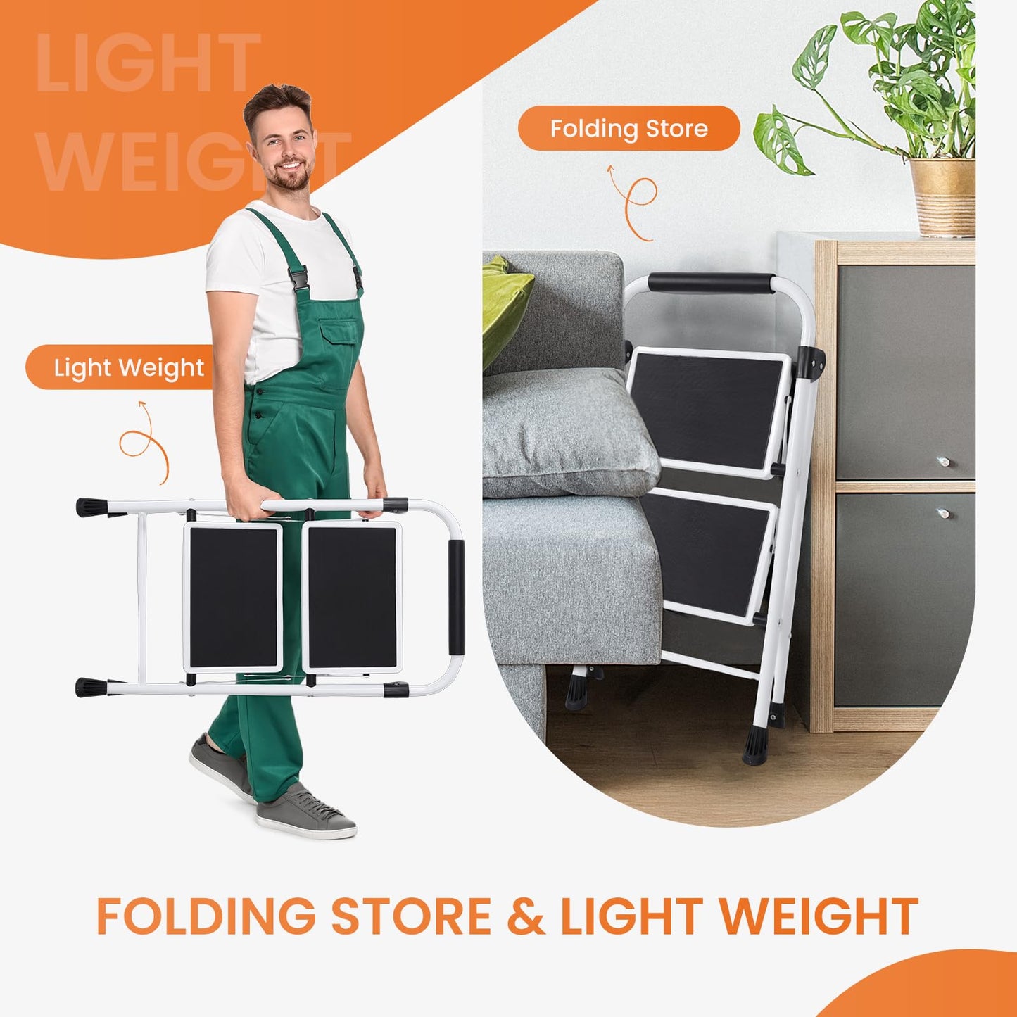Sweetcrispy 2 Step Ladder, Anti-Slip Pedal Sweetcrispy