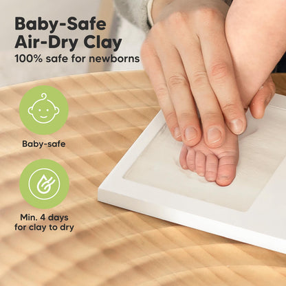 Baby Hand and Footprint Kit - Clay Handprint Keepsake Frame, Newborn Nursery Picture Frame, Personalized New Mom Gifts for Baby Shower & Registry (Alpine White)
