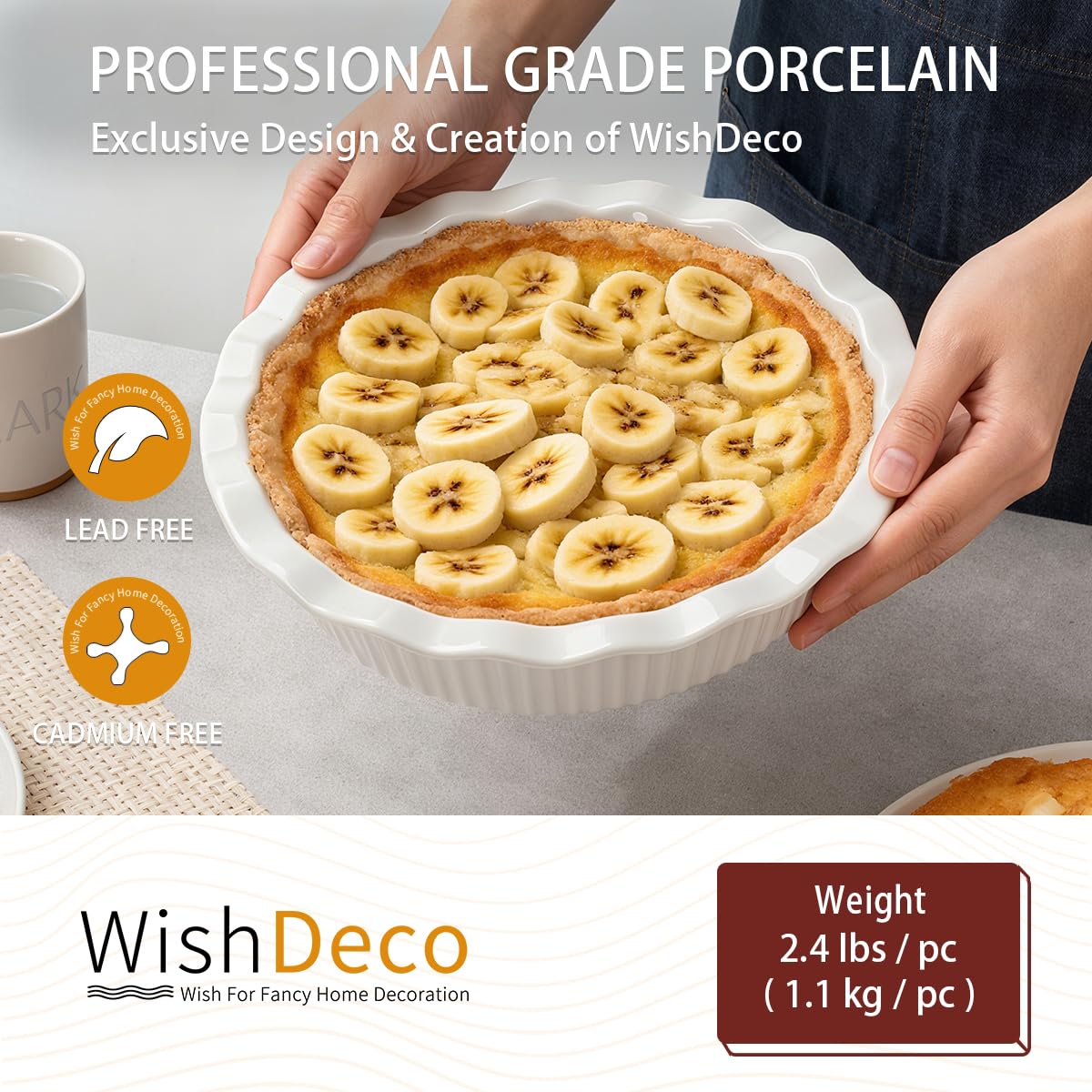 WishDeco Ceramic Pie Pan for Baking 23cm / 9inch Capacity 1500ml / 50oz 🍁 All In One Marketplace Canada