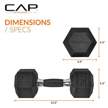 CAP Barbell 20 LB Coated Hex Dumbbell Weight Pair with Padded Grip