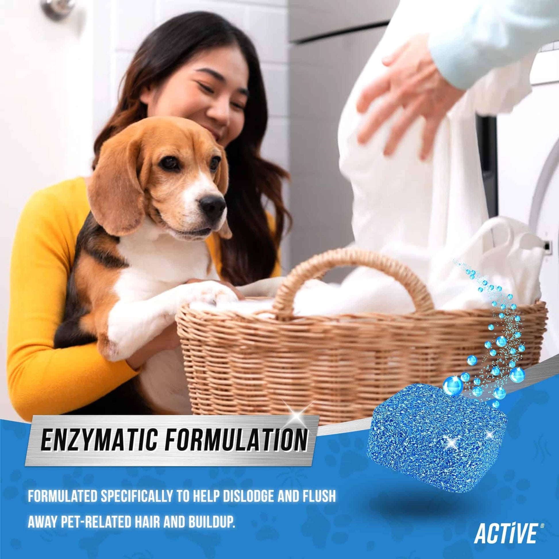 Washing Machine Cleaner for Pet Owners - ACTIVE Enzymatic Deep Clean Descaler for Cat & Dog Hair, Urine, Odor, Residue, 24 Septic-Safe Tablets for Top Load, Front Loader, HE Washer Tub - 1 Year Supply - Available at All In One Marketplace Canada