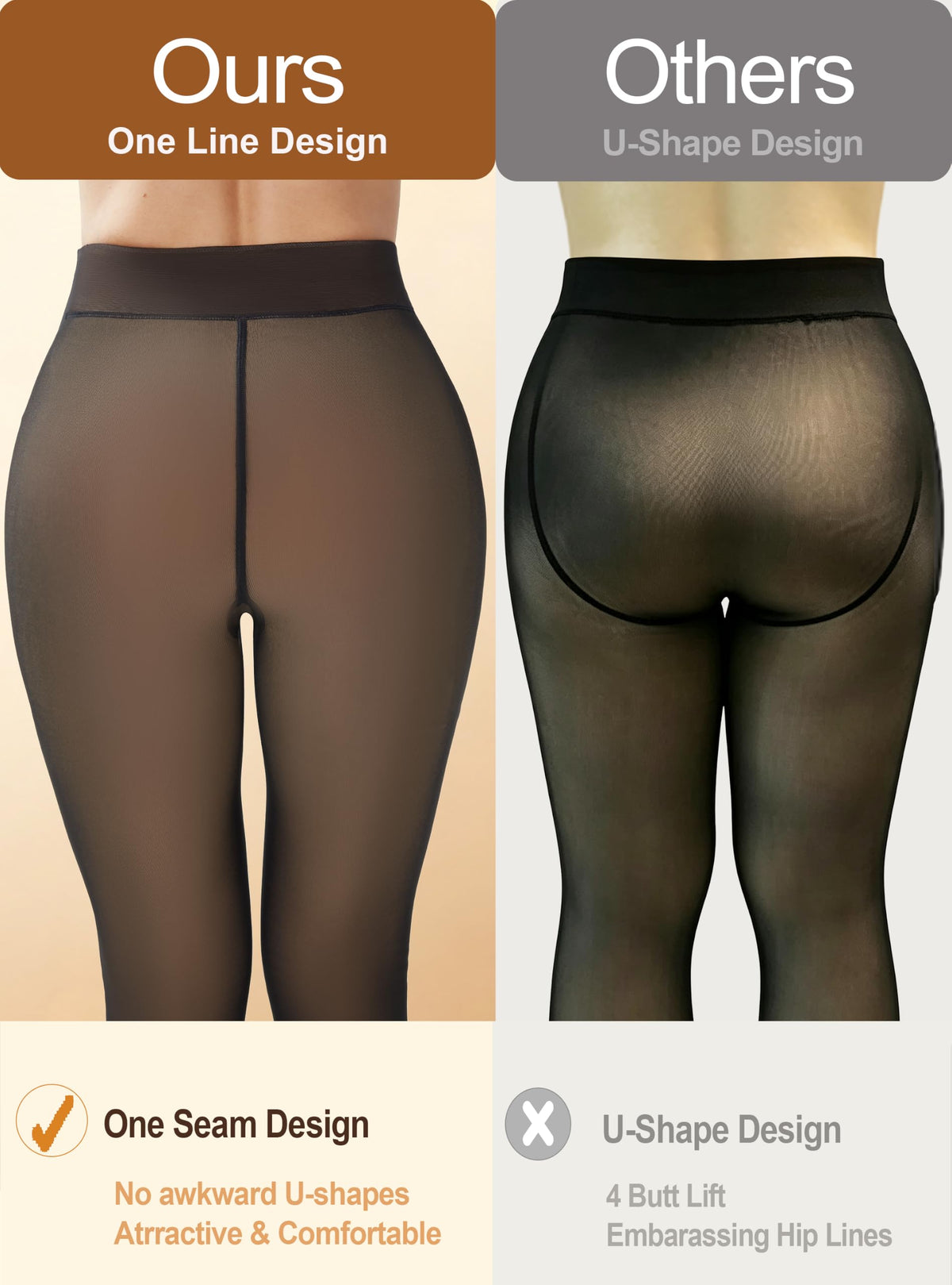 DUCMODA Womens Fleece Lined Tights Fake Translucent Warm Leggings-Black S 🍁 All In One Marketplace Canada