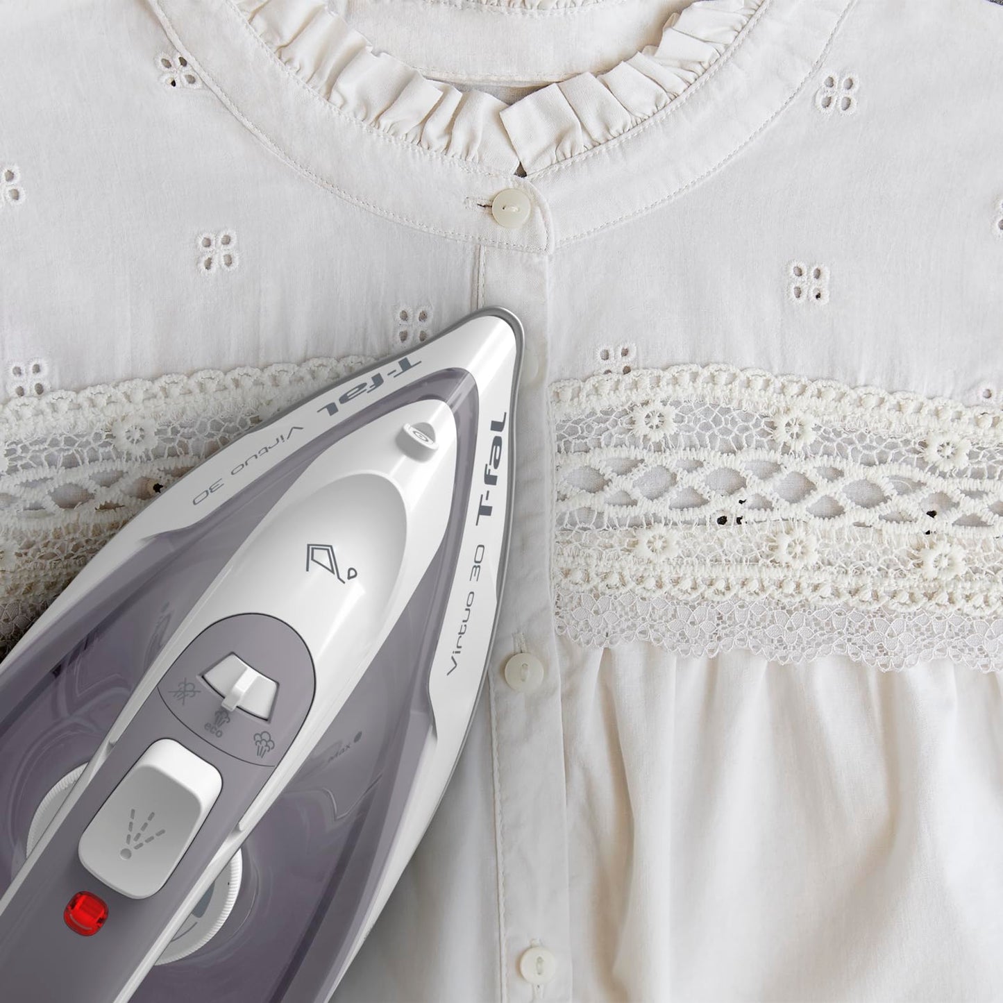 T-Fal Virtuo Steam Iron for Clothes with Retractable Cord, Portable Iron and Steamer for Clothes, Ceramic Nonstick Soleplate, 1500 Watts, Anti-Drip, Auto-Off, Scratch Resistant, Grey - Available at All In One Marketplace Canada