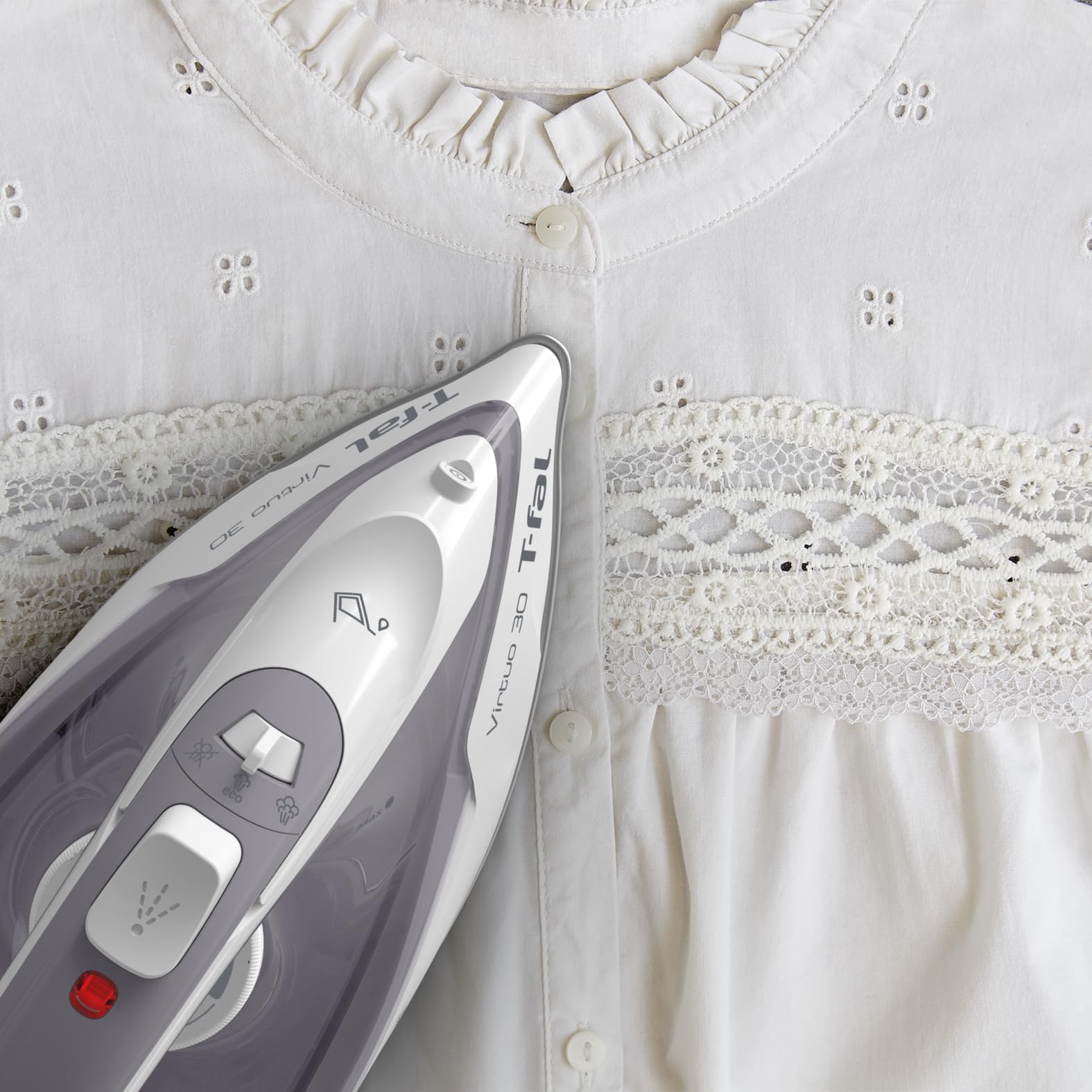 T-Fal Virtuo Steam Iron for Clothes with Retractable Cord, Portable Iron and Steamer for Clothes, Ceramic Nonstick Soleplate, 1500 Watts, Anti-Drip, Auto-Off, Scratch Resistant, Grey - Available at All In One Marketplace Canada