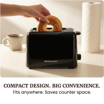 Elite Gourmet 2-Slice Cool Touch Toaster – 6 Browning Levels, Extra Wide 1.25” Slots for Bagels & Thick Bread, Cancel Function, Compact, ETL Certified, Black 🍁 All In One Marketplace Canada