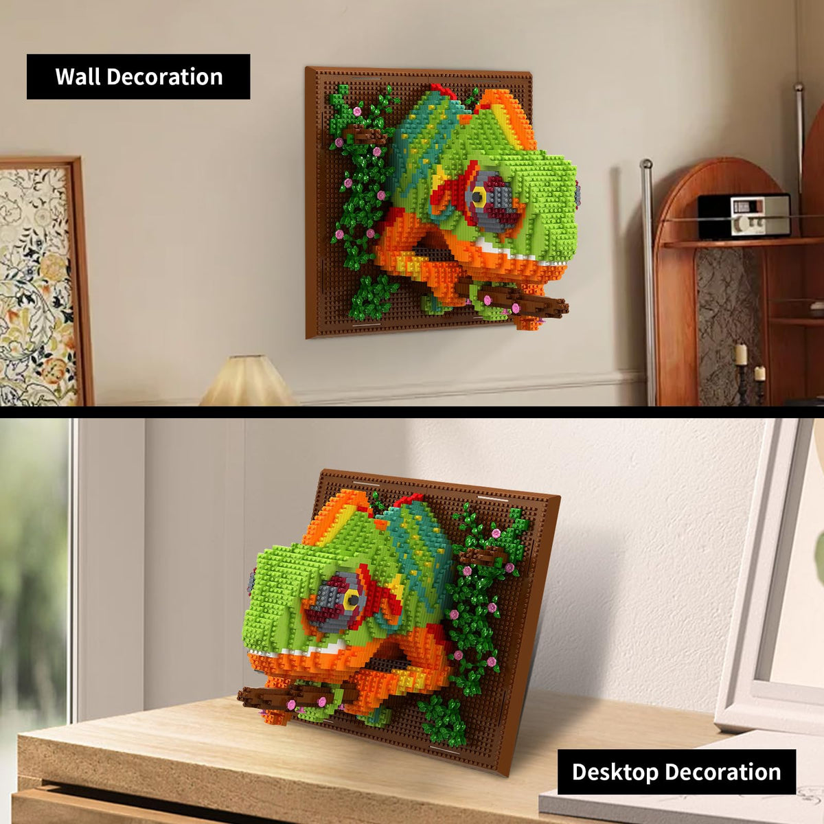 Chameleon Animal 3D Wall Art Micro Mini Building Blocks Set for Adults, Unique Home Wall Decor or Table Display, No Compatible with Lego, Ideal Birthday Christmas Toy Gift for Teens 14+ (2688 PCS) 🍁 All In One Marketplace Canada