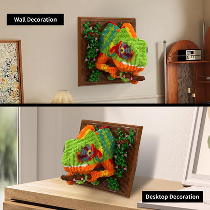 Chameleon Animal 3D Wall Art Micro Mini Building Blocks Set for Adults, Unique Home Wall Decor or Table Display, No Compatible with Lego, Ideal Birthday Christmas Toy Gift for Teens 14+ (2688 PCS) 🍁 All In One Marketplace Canada