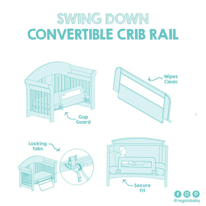 Regalo Swing Down Crib Rail, with Reinforced Anchor Safety System
