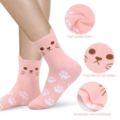 Funny Cat Socks Box for Women Teen Girls, Cute Cat Lovers Gifts, 5 Pairs 🍁 All In One Marketplace Canada