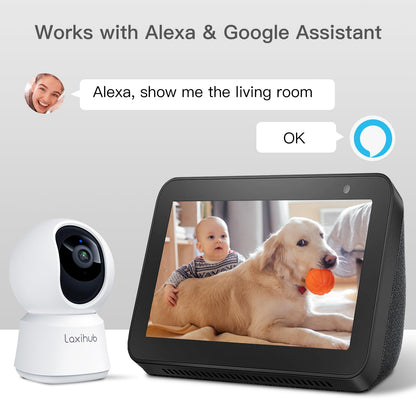 360° View 2K Pet Camera with Phone App 2 Pack, Indoor Security Camera, Baby Monitor, Motion Tracking, Pan/Tilt, Night Vision, Two-Way Audio, Works with Alexa, 2.4G WiFi Only (P2T 2PC)