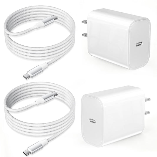 USB C Charger for iPhone 17 16 15, 2 Pack 20W PD 3.0 Type C Charger Fast Charging Block with 6FT USB-C to USBC Cable Compatible with iPhone Air 17 16 15 Pro Max/Pro/Plus Galaxy S25 Ultra and More - Available at All In One Marketplace Canada