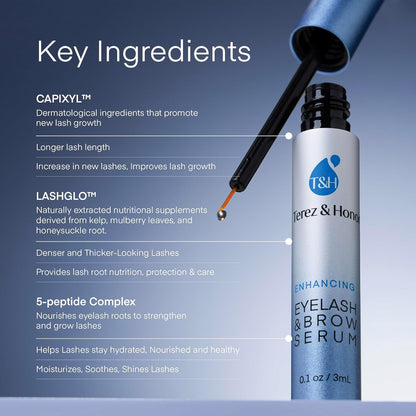 Terez & Honor Enhancing Lash & Brow Serum for Fuller, Thicker-Looking Lashes – Peptide Conditioner for Healthier-Looking Brows & Lashes, Gentle & Nourishing Formula - Available at All In One Marketplace Canada