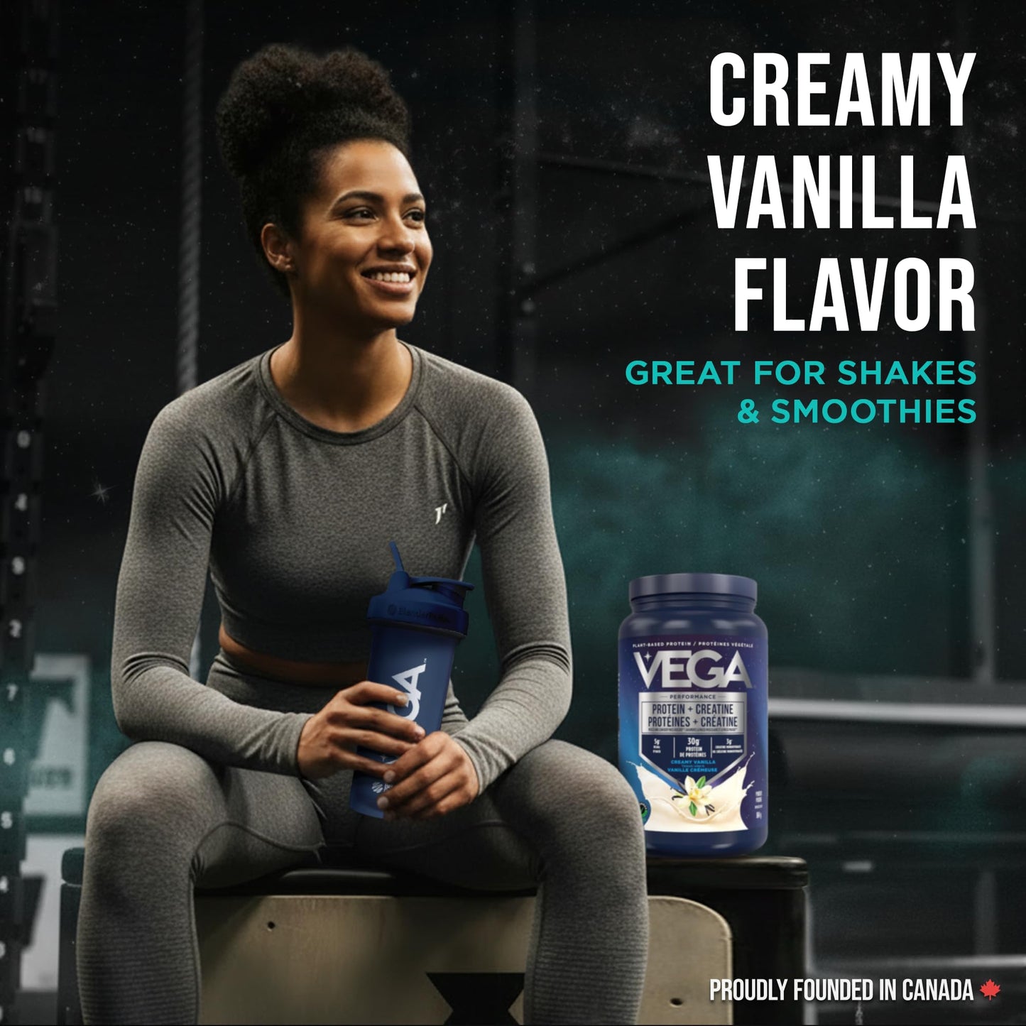 Vega Protein + Creatine, 28g Plant Based Protein Powder with Creatine for Muscle Recovery – Vanilla,18 Servings, 864 grams