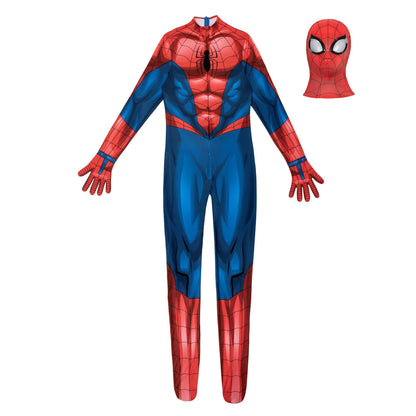 Costume de luxe officiel pour adulte MARVEL Spider-Man, style Zentai - Spandex extensible avec fermetures éclair dissimulées et fentes aux poignets (L)