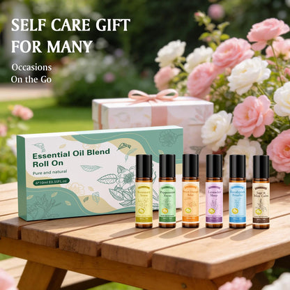 Roll On Essential Oils Set for Relax Focus Refresh, Aromatherapy Oils Gift Set, Removable Roller, Fragrance Oil Scented Oil for Diffuser Self Care Home, 6x 10M(Eucalyptus, Lavender, Orange, Peppermint, Rosemary, Mint), Gifts for Women and Men