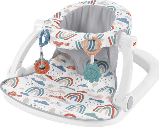 Fisher-Price Portable Baby Chair Sit-Me-Up Floor Seat with Developmental Toys & Machine Washable Seat Pad, Rainbow Showers 🍁 All In One Marketplace Canada Fisher-Price