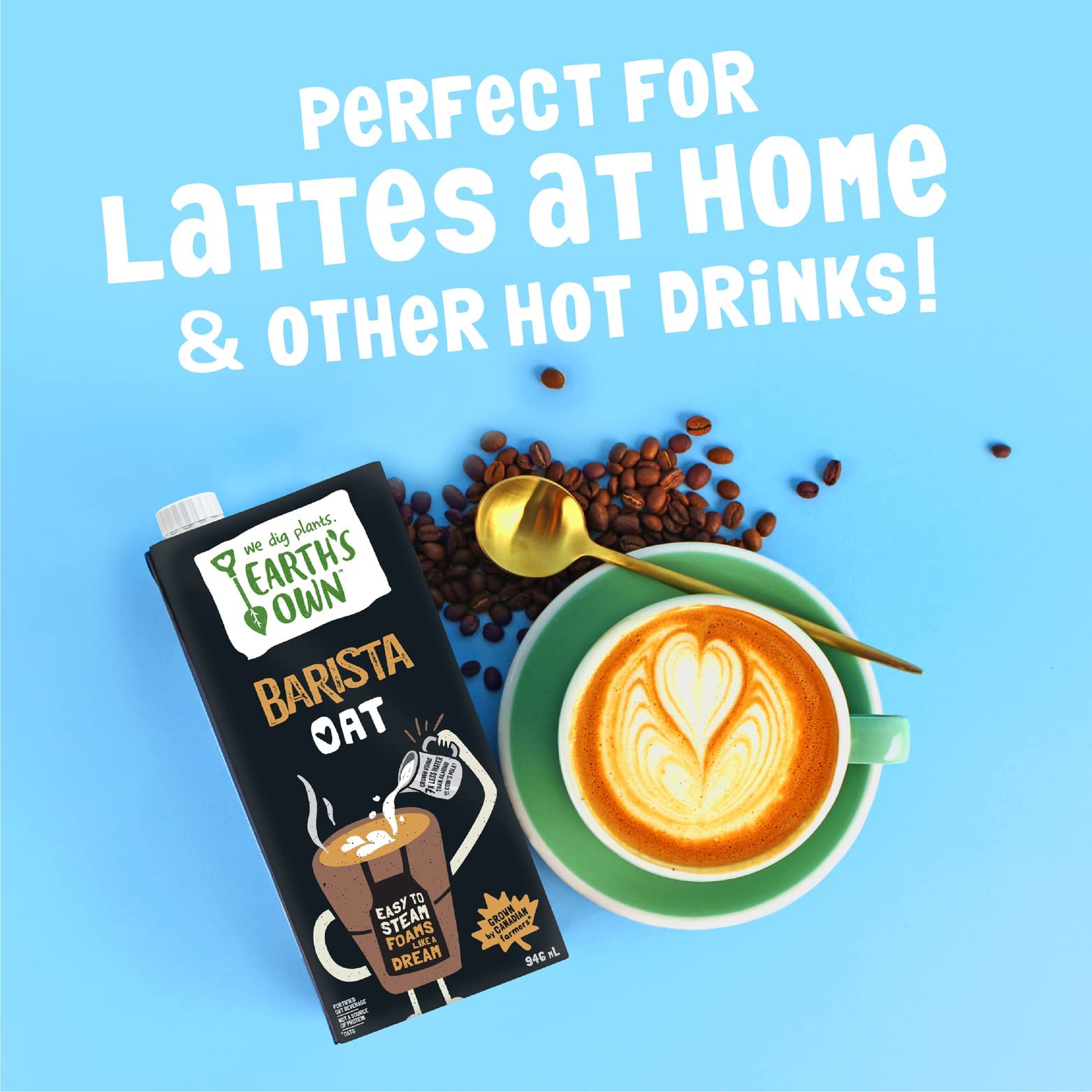 Earth's Own Barista Oat Milk - 946mL Plant-Based Beverage | Dairy Free, Vegan, Nut Free | Canadian Made | Case of 12