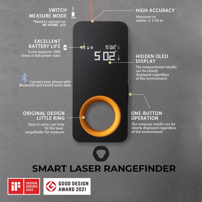 HOTO Laser Measuring Tool, Pocket-Size 98Ft Digital Laser Tape Measure ±2mm Accuracy, USB-C Rechargeable, OLED Display, Ft/M/in Unit, Real-time Data Sync, Cool Gadgets Gifts for Men & Home Use - Available at All In One Marketplace Canada