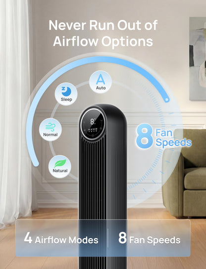 DREO Tower Fan for Bedroom, Smart Oscillating Quiet Floor Fans, Standing Bladeless Fan with Remote and WiFi Voice Control, 4 Modes, 4 Speeds, 8H Timer, 28dB, Works with Alexa/Google 🍁 All In One Marketplace Canada