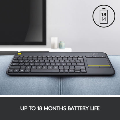 Logitech K400 Plus Wireless Touch TV Keyboard with Easy Media Control and Built-in Touchpad, HTPC Keyboard for PC-Connected TV, Windows, Android, ChromeOS, Laptop, Tablet - Black - Available at All In One Marketplace Canada