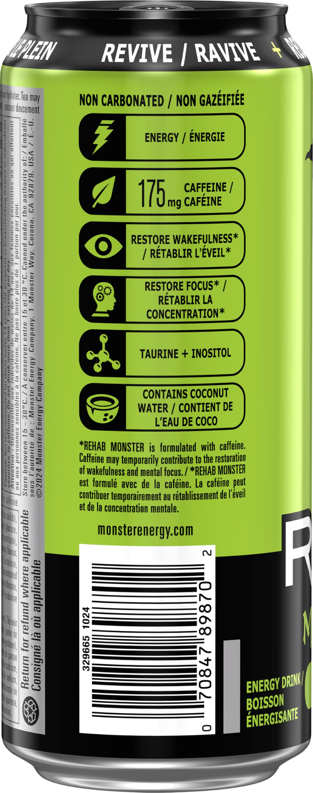 Monster Energy Rehab, Green Tea, 458mL (12 Pack) – Non-Carbonated Energy Drink