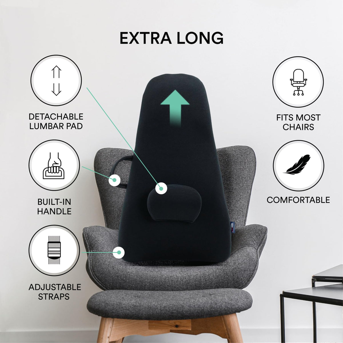 ObusForme HighBack Backrest Support – Extra-Tall Ergonomic Lumbar Cushion for Office & Gaming Chair | Rigid Full-Back Frame + Removable Lumbar Pad
