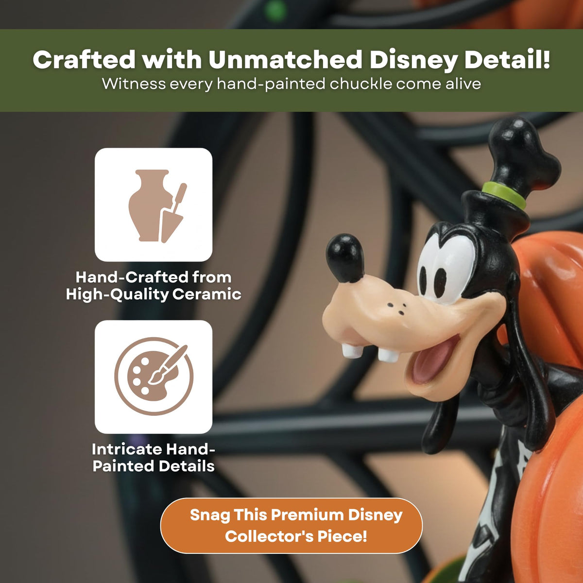 Department 56 Disney Village Accessories Halloween Goofy Gawrsh Darn Fun Ferris Wheel Lit Animated Figurine, 12.9 Inch, Multicolor