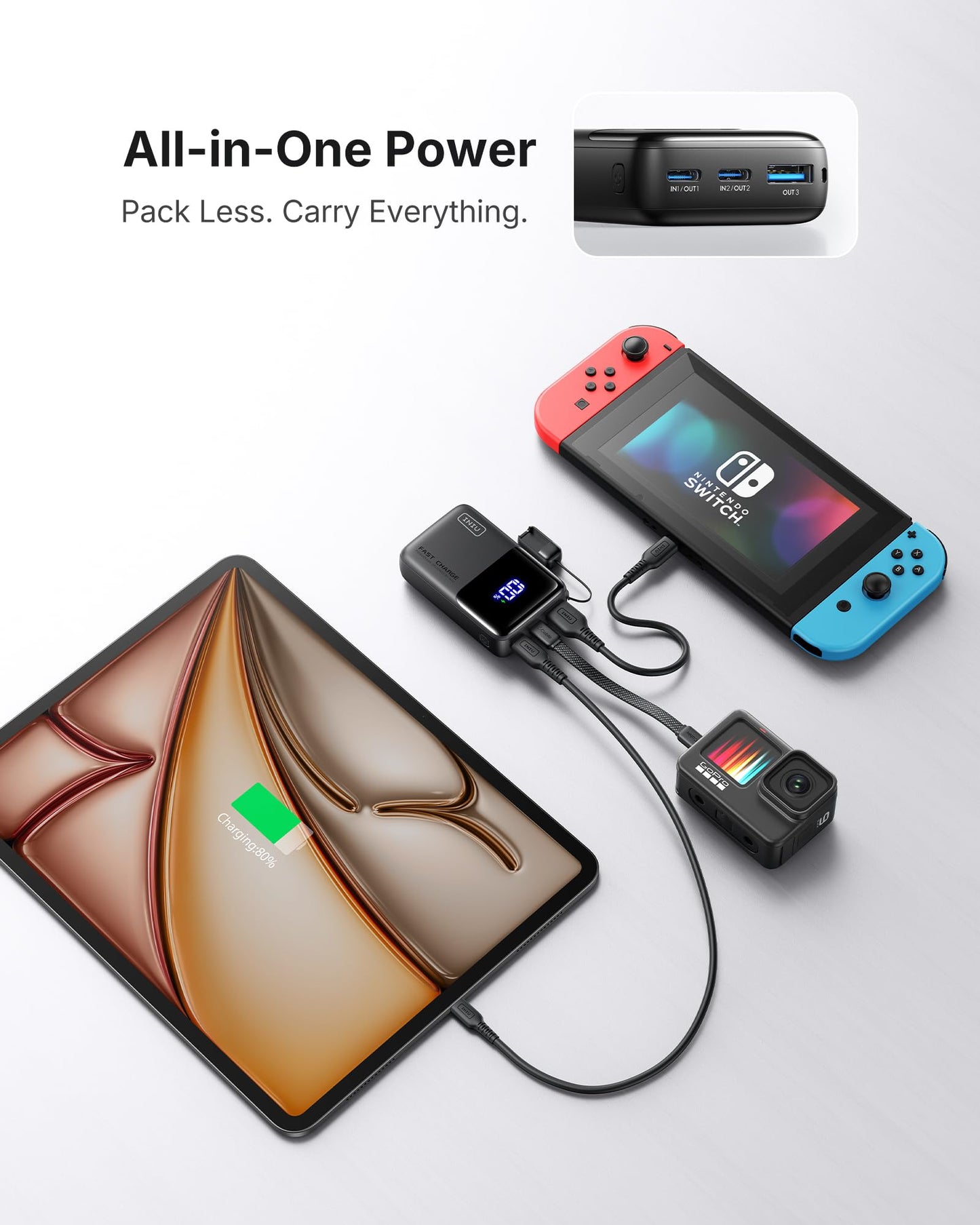 INIU Power Bank, Smallest Portable Charger 10000mAh, 45W Fast Charging Mini Battery Pack with Detachable USB-C Cable, Flight-Safe Travel Powerbank for iPhone 17 16 15 Pro Max, Samsung S26, iPad, etc - Available at All In One Marketplace Canada