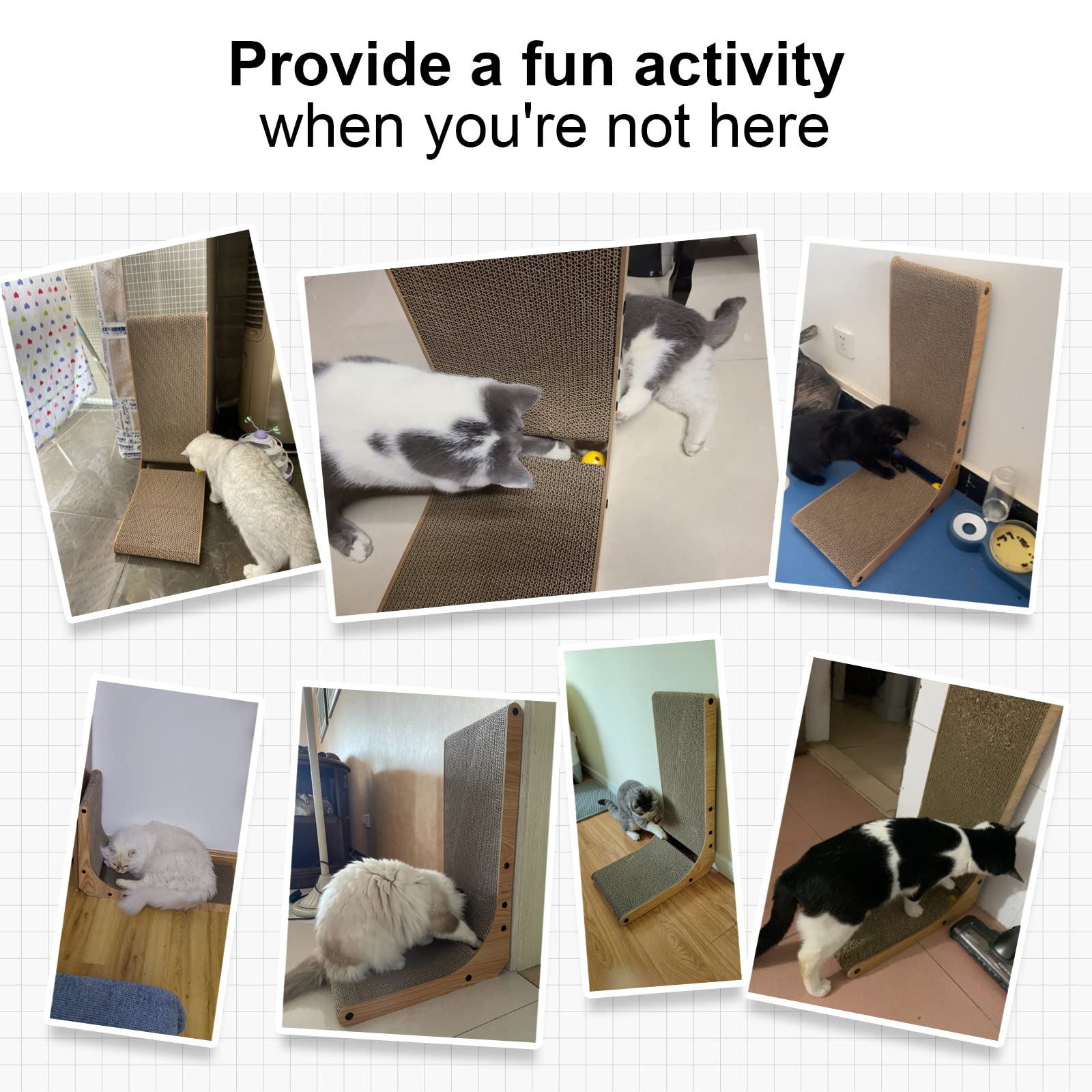 FUKUMARU Cat Scratcher, 68 CM L Shape Cat Scratch Pad Wall Mounted, Cat Scratching Cardboard with Ball Toy for Indoor Cats, Large Size