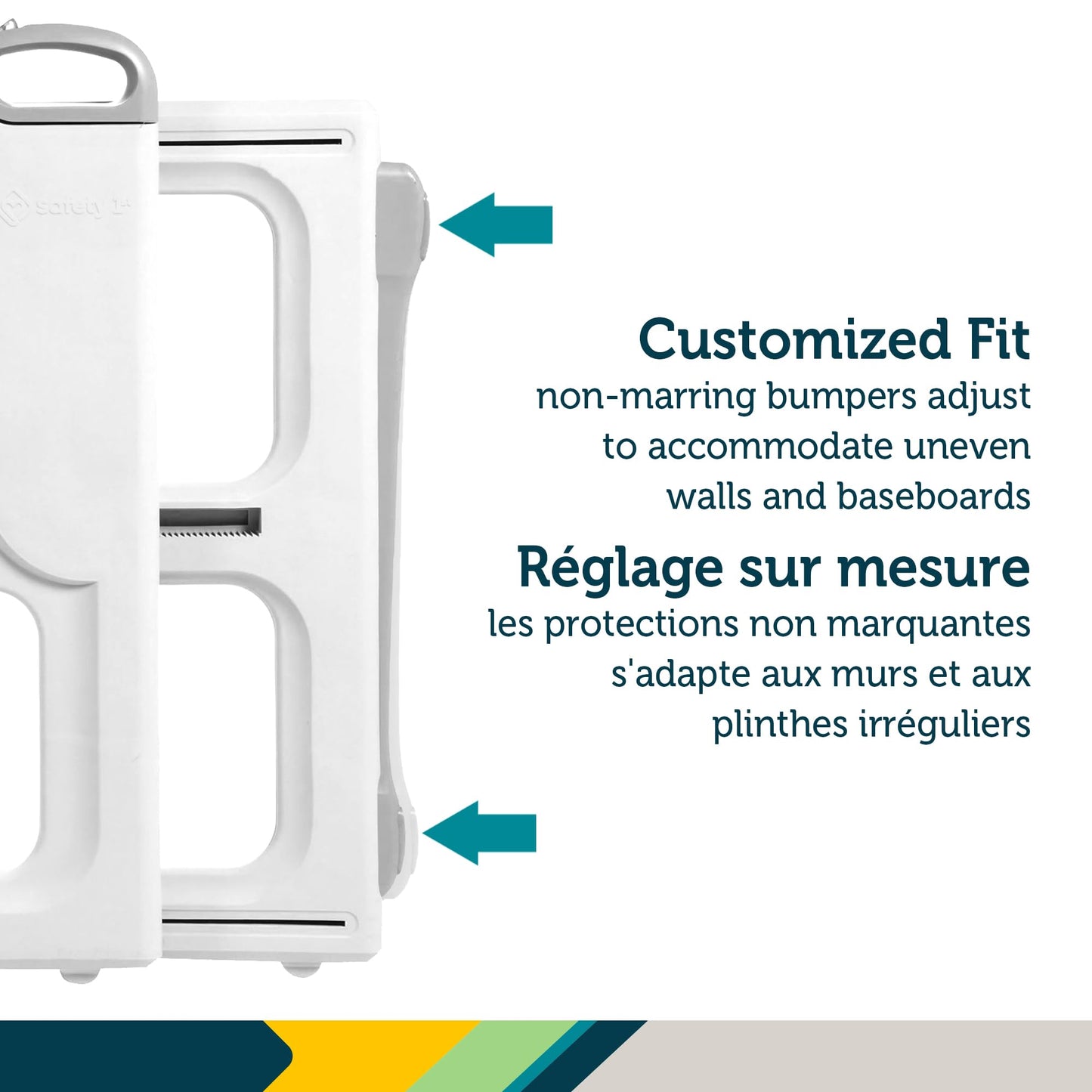 Safety 1st Perfect Fit Gate, Pressure or Hardware installed - Fits Spaces Between 28" and 42" Wide, 28" Tall. Pivoting Bumper For Uneven Openings, Solid Panel Design, Perfect for babies and Pets, White Safety 1st