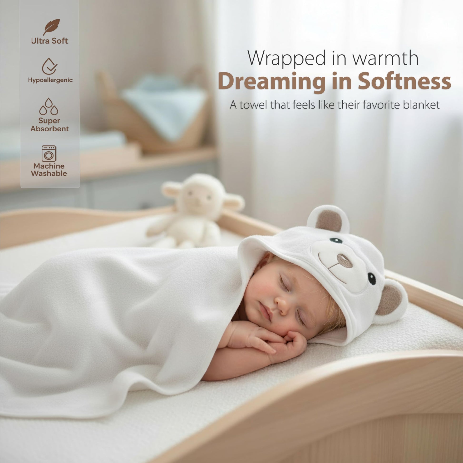 Premium Ultra Soft Organic Bamboo Baby Hooded Towel with Unique Design – Hypoallergenic Baby Towels for Infant and Toddler – Suitable as Baby Gifts